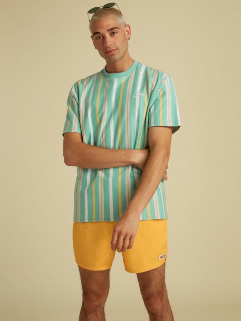 Guess Camiseta Con Logo Y Motivo De Rayas Verde Multi