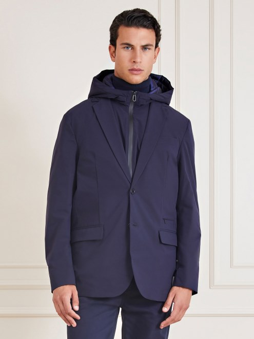 Blazer Azul Guess Marciano Con Chaleco Desmontable