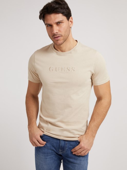 Camiseta Logo Tono Sobre Tono Guess Beige