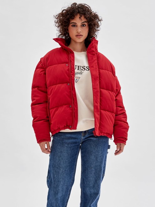 Puffer Mangas Desmontables Guess Rojo