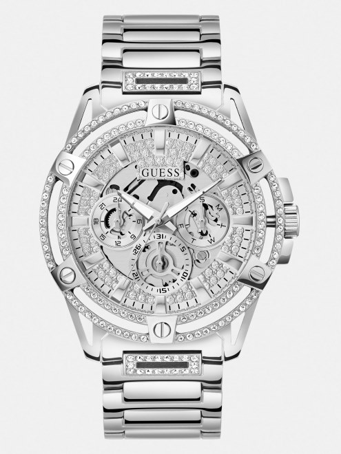 Reloj De Cristal Multifunción Guess Negro