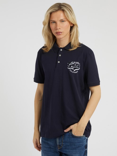 Polo Azul Con Logo Bordado