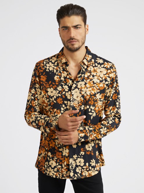 Guess Camisa Con Estampado Floral Marron