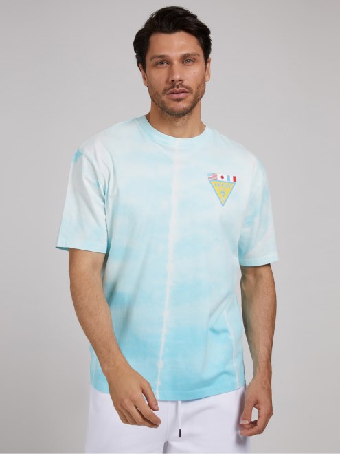 Adivinar Camiseta Tie-dye Azul Con Logo De Bandera