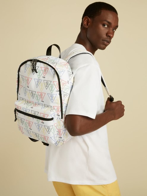 Mochila Con Estampado Triangular Del Logo Blanco Multi Guess