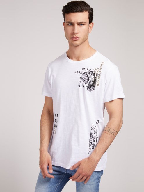 Camiseta De Tendencia Con Estampado Frontal Guess Blanco