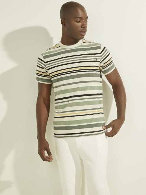Camiseta Con Motivo De Rayas Verde Multi Guess