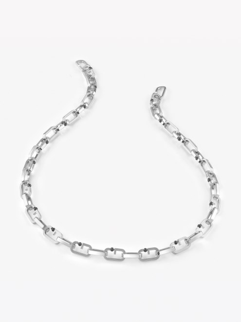 Collar De Plata Con Rayas G De Guess