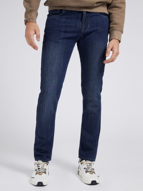 Pantalón Vaquero Slim Fit En Mezcla De Lino Azul Guess