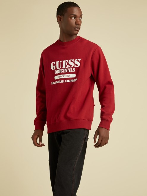 Sudadera Guess Roja Con Logo En La Parte Delantera