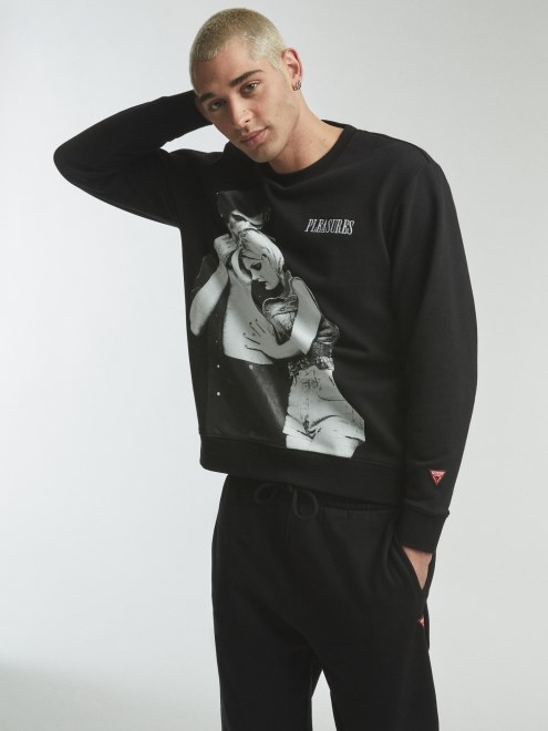 Sudadera Con Estampado Colocado Negro Multi Guess