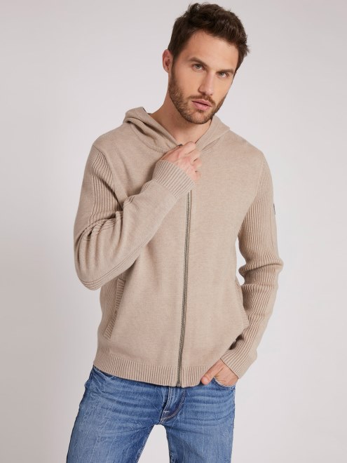 Cárdigan Guess Beige Con Cierre De Cremallera