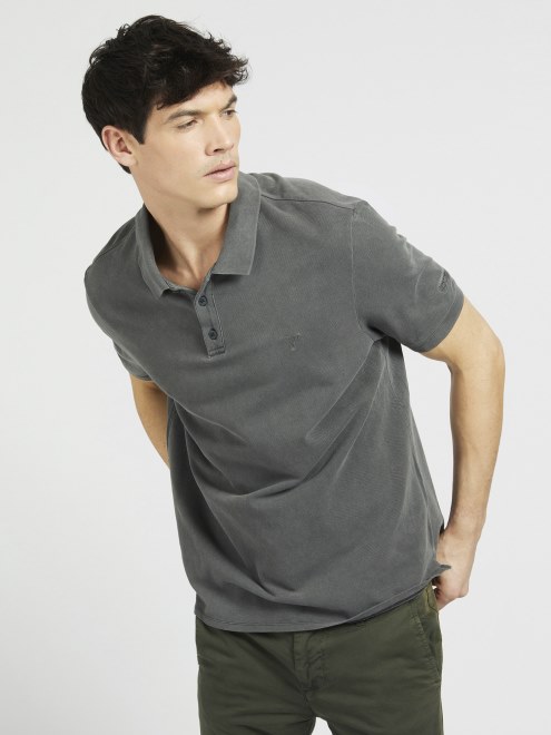 Guess Bordado Prenda Tinte Polo Negro