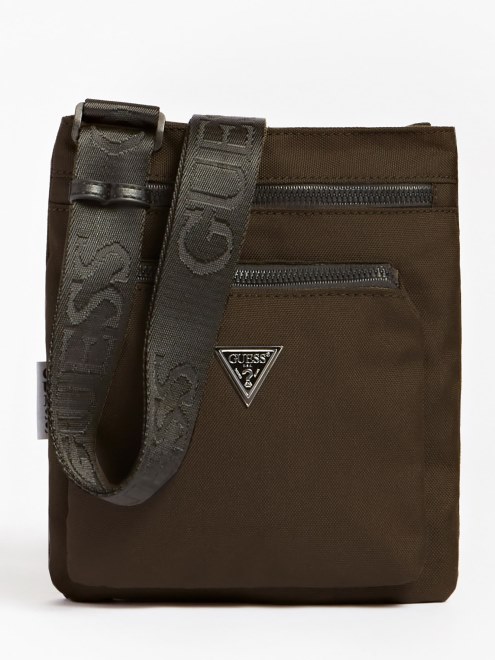 Mini Bandolera Con Triangulo Y Logo De Vicio Marron Guess