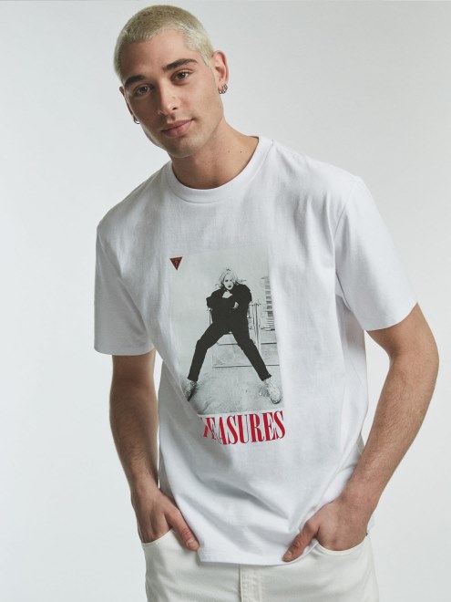 Camiseta Con Estampado Frontal Guess Blanco Nueva Tendencia