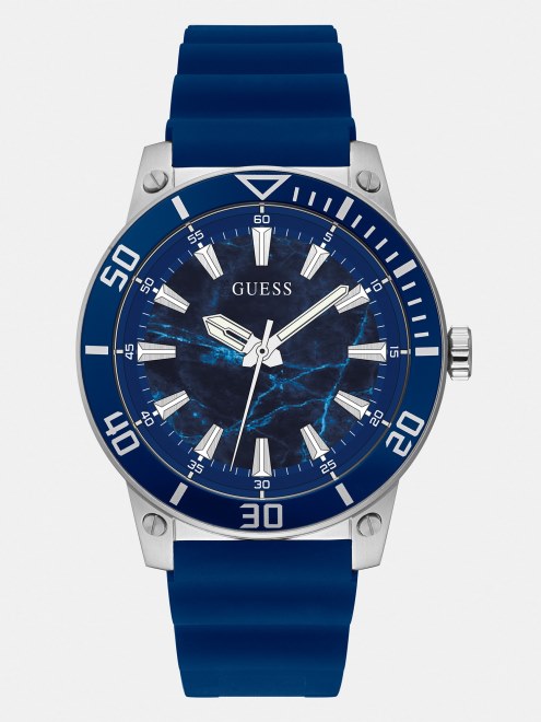 Reloj Analogico De Silicona Guess Negro