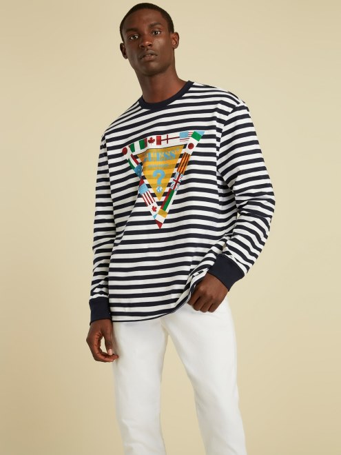 Camiseta Azul Con Logo De Bandera Multi Guess