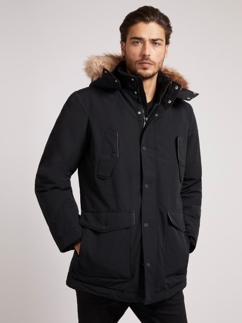 Plumífero Acolchado Con Capucha Guess Negro