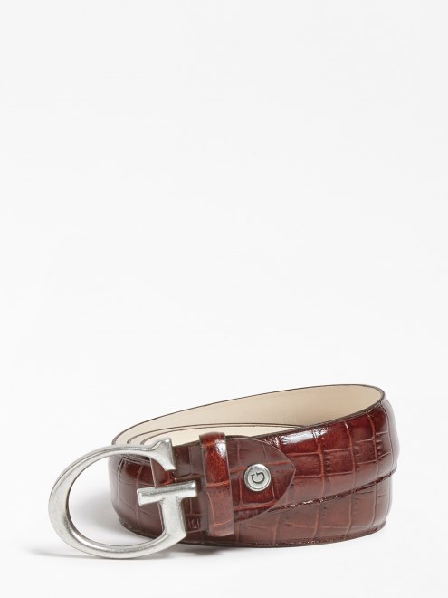 Cinturon De Cuero Genuino Guess Luxe Marron