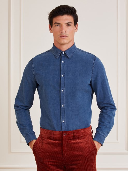 Camisa Vaquera Slim Fit Marciano Azul De Guess