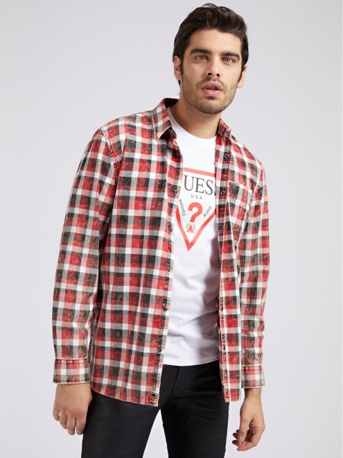 Adivinar Camisa De Cuadros Multi Macro Roja