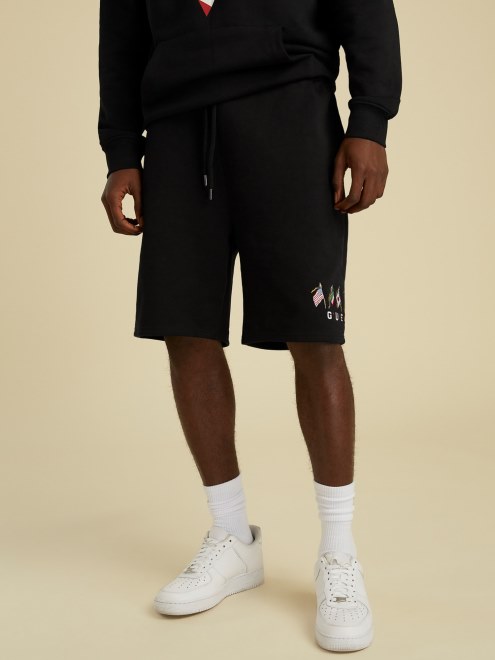 Shorts Con Cordón Y Logo Negro Guess