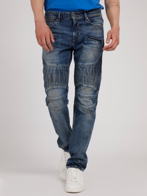 Pantalón De Mezclilla Azul De Corte Slim Guess Biker
