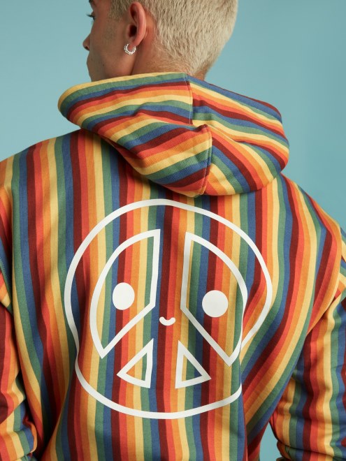 Sudadera Con Capucha De Rayas Con Motivo Multicolor