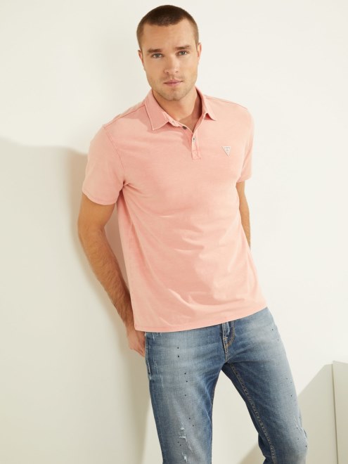 Guess Polo Rosa Con Triangulo Y Logo