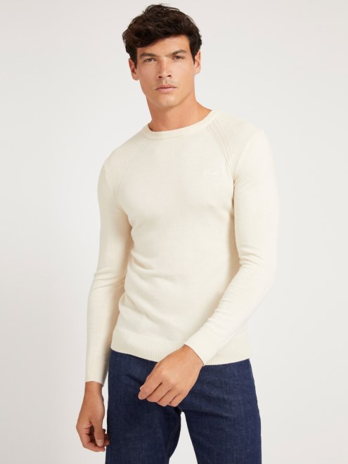 Jersey Crema Con Cuello Redondo De Mezcla De Viscosa Guess