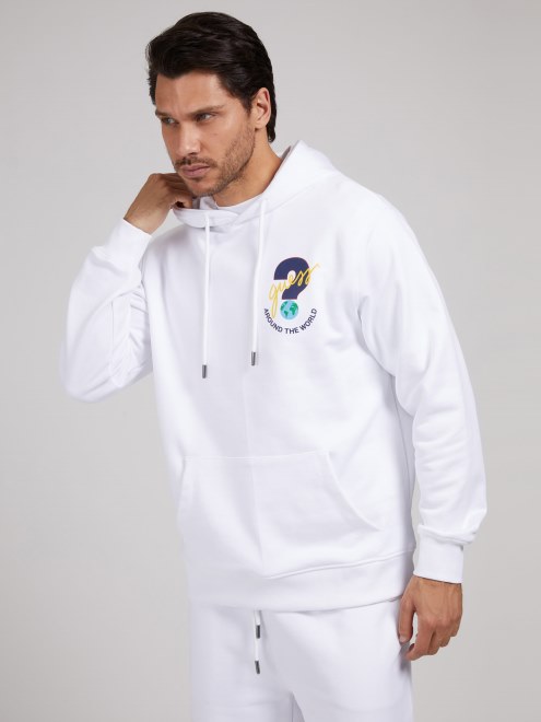 Sudadera Blanca Con Logo Y Capucha