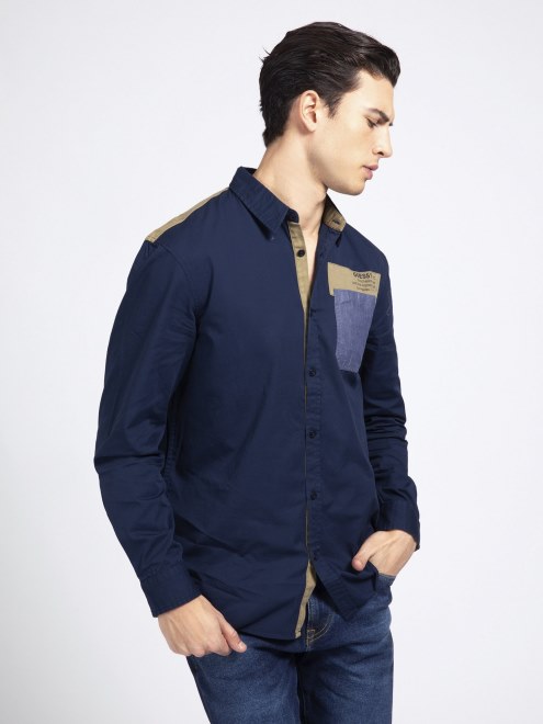 Camisa Azul Multicolor Guess Regular Fit