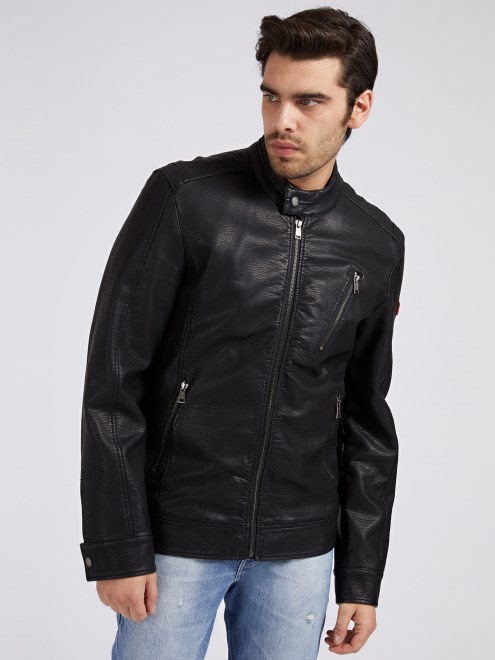 Guess Chaqueta Biker De Piel Sintetica Negra