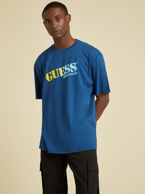 Camiseta Con Logo Delantero Guess Azul