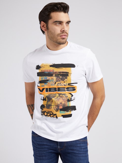 Camiseta Con Estampado Frontal Guess Blanco