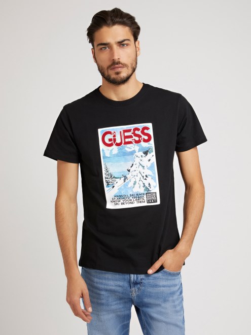 Camiseta Con Estampado Frontal Guess Negro