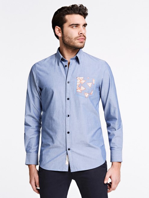 Camiseta Con Logo De Triangulo Guess Azul Claro