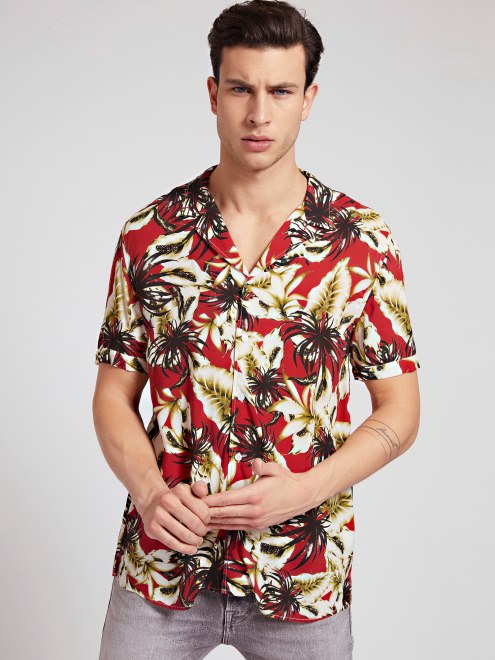 Camiseta Con Estampado Integral Rojo Multi Guess