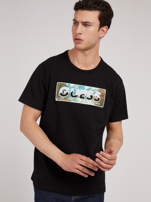 Camiseta Guess Con Estampado Frontal Negro Nueva Tendencia