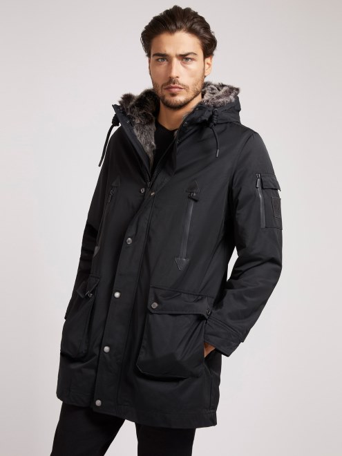 Guess Parka Bolsillos Delanteros Negro