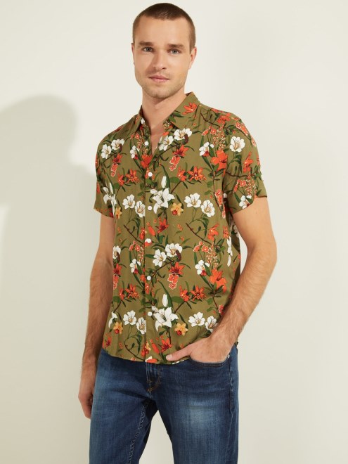 Camisa Con Estampado De Flores En Toda La Prenda De Fantasía Floral De Guess