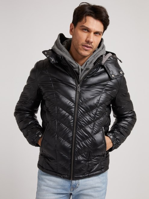 Plumifero Negro Con Capucha Adivinar Nueva Tendencia