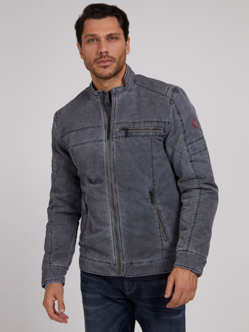 Cazadora Biker Acolchada Guess Gris Oscuro