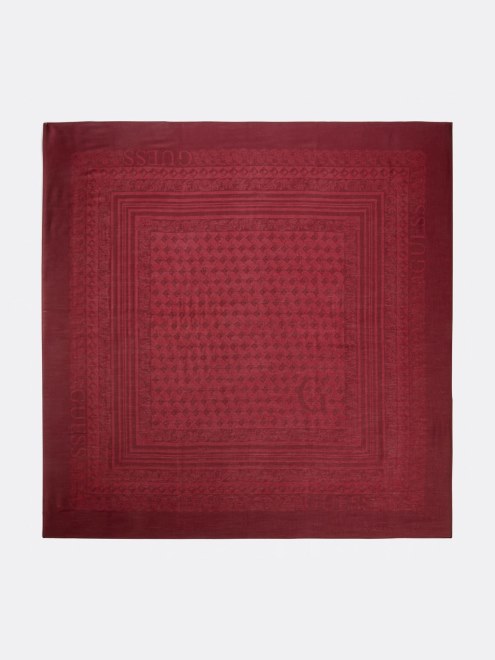 Guess Logo Guión Geométrico Bufanda Roja