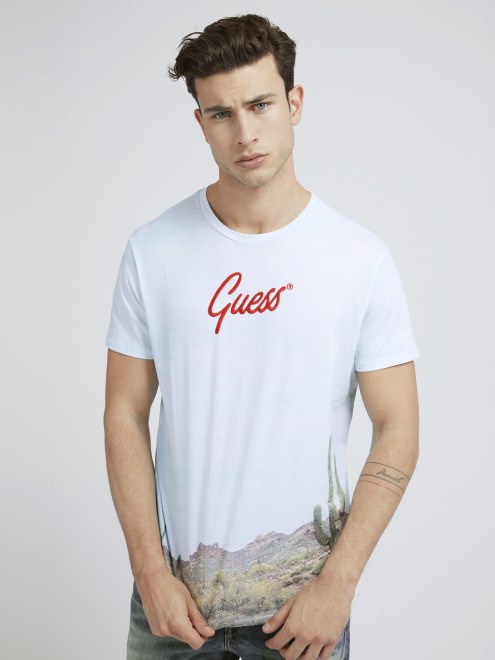 Camiseta Con Estampado Integral Blanco Multi Guess
