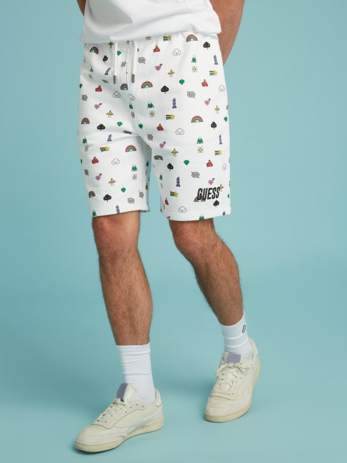 Pantalones Cortos Blancos Multi Guess Estampados Por Todas Partes