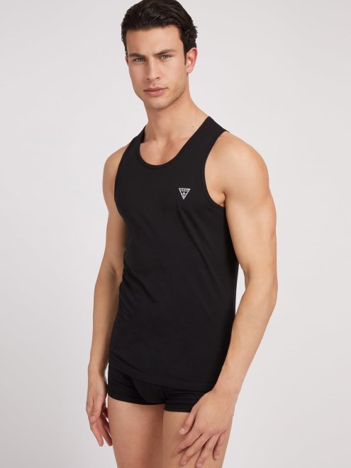 Camiseta Sin Mangas Triangular Con Logo Negro