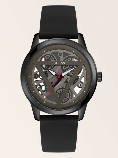 Reloj Analogico Con Logo Guess Negro