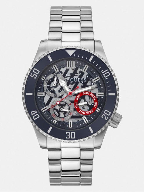 Reloj De Acero Multifunción Negro Guess