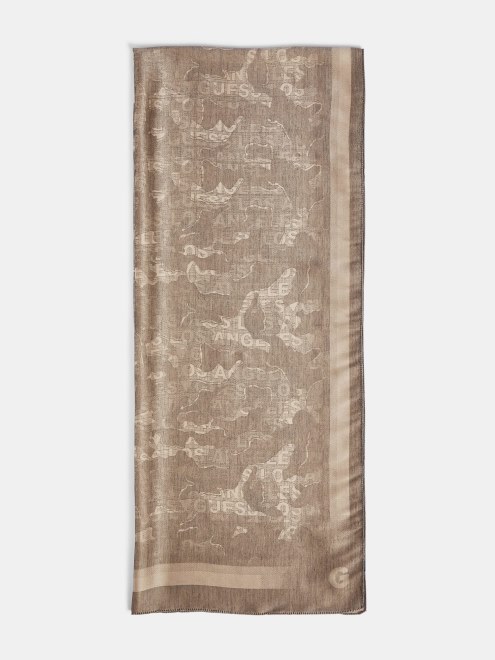 Bufanda Con Inscripción Del Logo Adivinar Beige